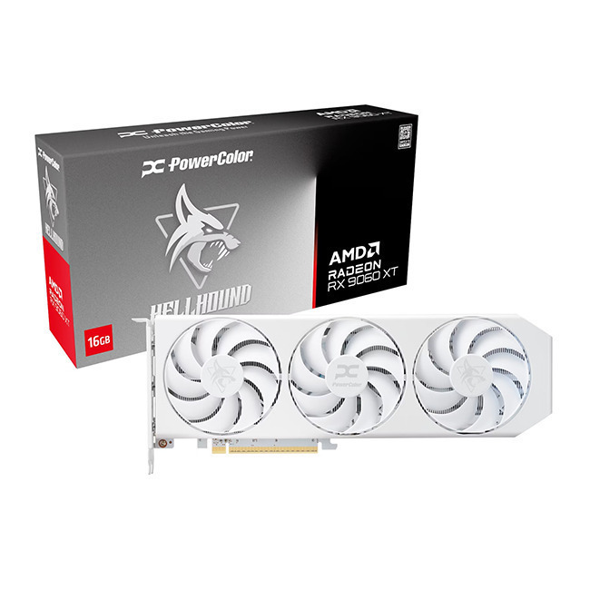 PowerColor Radeon RX 9060 XT 16GB GDDR6 Spectral White OC Graphics Card RX9060XT 16G-L/OC/WHITE