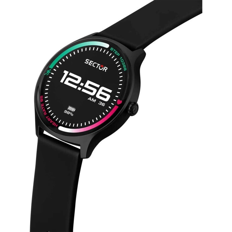 Sector S-06 51mm Smartwatch with Heart Rate Monitor (Black) vue 2