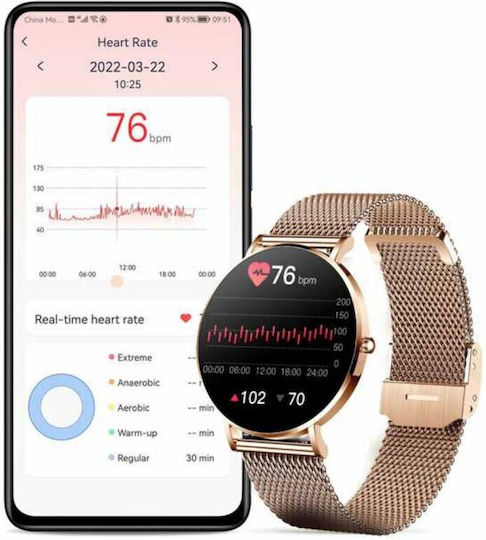 Manta Alexa Smartwatch with Heart Rate Monitor (Gold) view 4