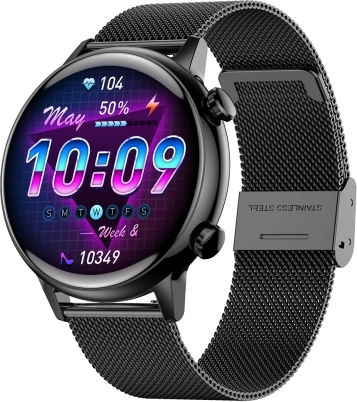 Hk39 1.1 Inch Smart Stainless Steel Band Watch Support Bluetooth Call Blood Oxygen Monitoring Black