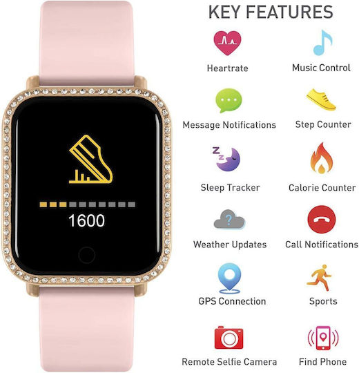 Reflex Active Series 06 Stainless Steel 36mm Smartwatch with Heart Rate Monitor (Blush Stone) view 3