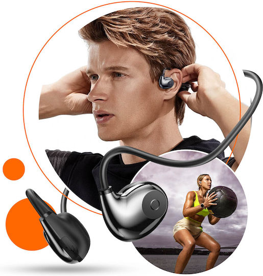 LinQ HI8 Bone Conduction Bluetooth Handsfree Earphones with Sweat Resistance Black view 3