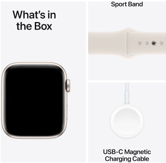 Apple Watch SE 2024 Cellular Aluminium 40mm Waterproof with eSIM and Heart Rate Monitor (Starlight with Starlight Sport Band (S/M)) view 4
