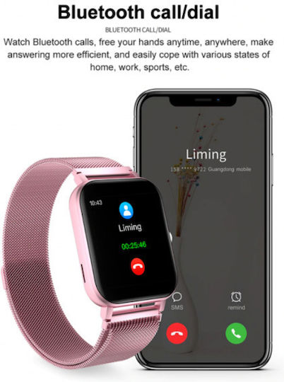 MC28 Smartwatch with Heart Rate Monitor (Pink) vista 3