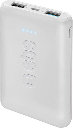 SBS Pocket Line Power Bank 5000mAh with 2 USB-A Ports White Ansicht 2