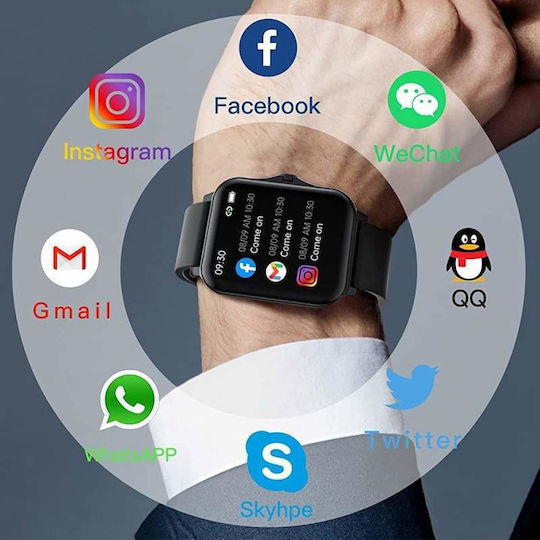 Smartwatch with Heart Rate Monitor (Black) view 6