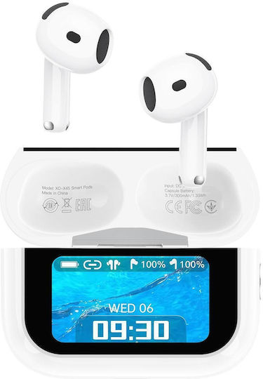 X45 Earbud Bluetooth Handsfree Earphones with Sweat Resistance and Charging Case White view 1