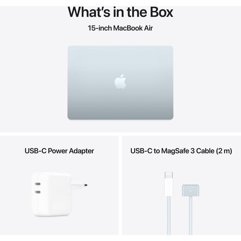 Apple MacBook Air 15.3" IPS Retina Display (M4-10-Core/16GB/512GB SSD/10-Core GPU) with 35W Charger (Dual Port) Sky Blue (International English Keyboard) view 3