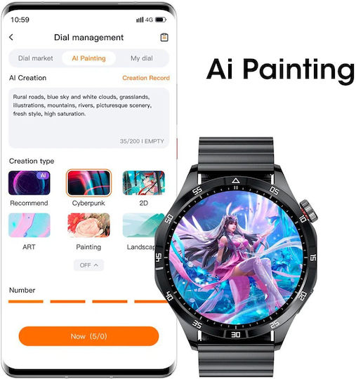 Microwear GT4 MAX 46mm Smartwatch with Heart Rate Monitor (Silver Case / Brown Leather Strap) view 3
