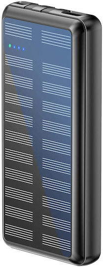 Rixus RXPB47 Solar Power Bank 20000mAh 10W with USB-A Port and USB-C Port Black