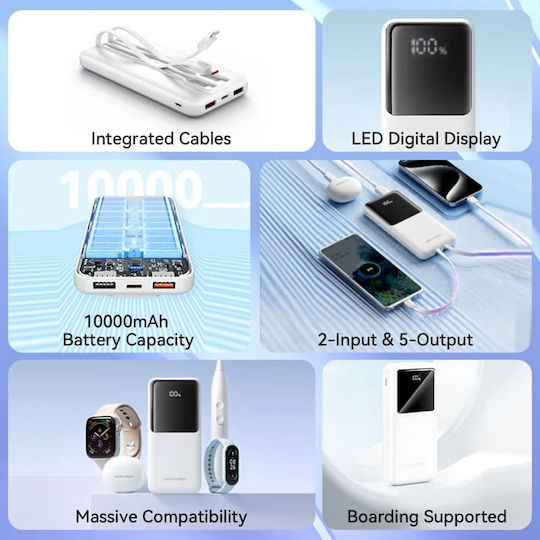 Vention FHO Power Bank 10000mAh 22.5W with 2 USB-A Output Ports and USB-C Output Port White view 7