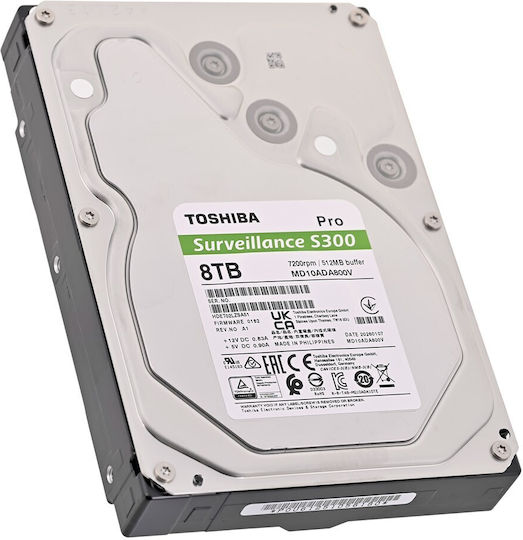 Toshiba S300 Pro Surveillance Bulk 8TB HDD Hard Drive 3.5" SATA III 7200rpm with 512MB Cache for NAS MD10ADA800V view 3