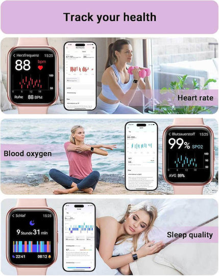 Tensky ID208 Plus Smartwatch with Heart Rate Monitor (Pink) view 4