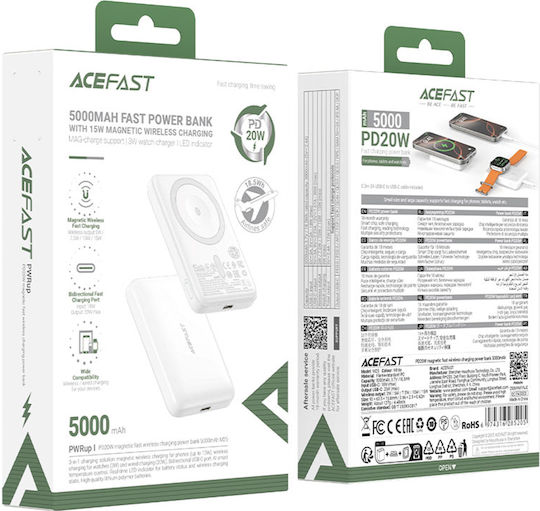 Acefast M25 MagSafe Power Bank 5000mAh 20W with USB-C Port White view 7