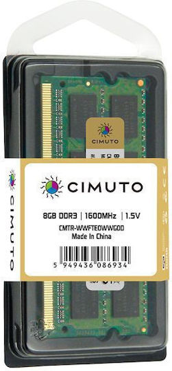Cimuto DDR3 with Module 1x8GB and Speed 1600 for Laptop DPZJSVMBM view 1