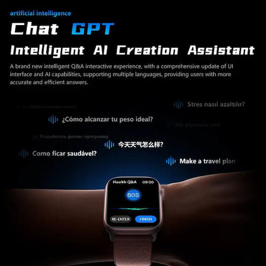 INTIME 9 Pro Max Smartwatch with Heart Rate Monitor (Black) vue 2