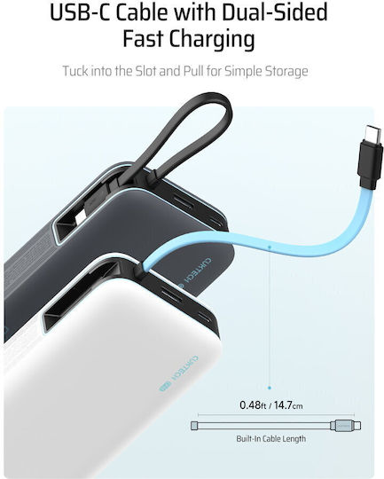 Cuktech CP25 Power Bank 20000mAh 55W with USB-A Port and USB-C Port Gray view 5