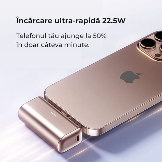 Voltres Power Bank 5000mAh 22.5W with USB-C Port Gold view 4