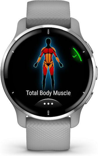 Garmin Venu 2 Plus Stainless Steel 43mm Waterproof Smartwatch with Heart Rate Monitor (Silver Stainless Steel Bezel With Powder Grey Case And Silicone Band) view 3