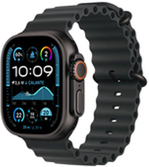 Apple Watch Ultra 2 Titanium 49mm Waterproof with eSIM and Heart Rate Monitor (Black with Black Ocean Band) view 2
