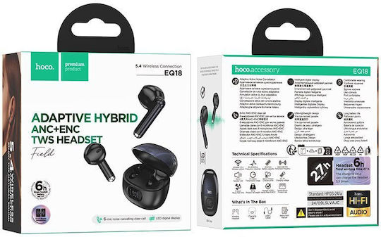 Hoco EQ18 Field In-ear Bluetooth Handsfree Earphones with Charging Case Black view 2