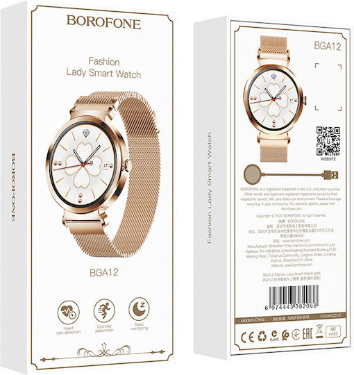 Borofone BGA12 40mm Smartwatch with Heart Rate Monitor (Gold) view 5