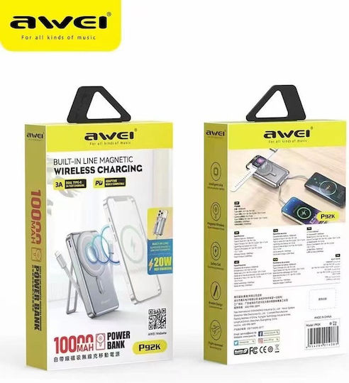 Awei P92K MagSafe Power Bank 10000mAh 20W Silver view 3