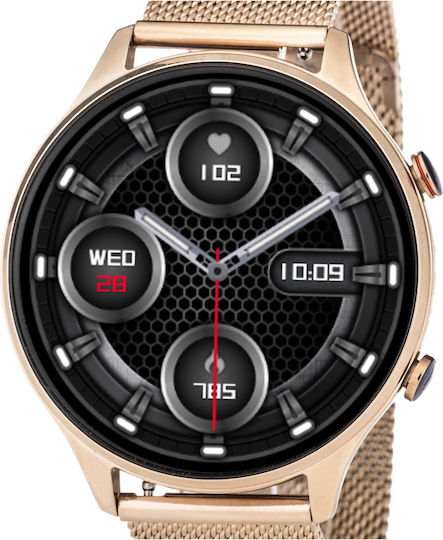 3Guys 3GW5091 Stainless Steel 44mm Smartwatch with Heart Rate Monitor (Rose Gold) view 2