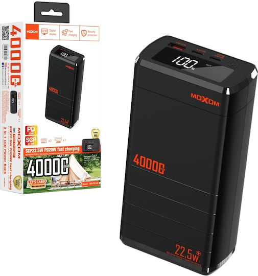 Moxom MX-PB148 Power Bank 40000mAh 22.5W with USB-A Port and 2 USB-C Ports Power Delivery Black vista 4