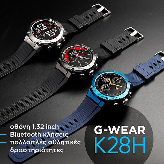 Microwear K28H Smartwatch with Heart Rate Monitor (Blue Case / Blue Silicone Strap) vue 2