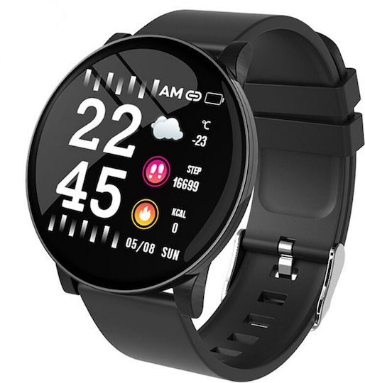 Bestproof Extra 8 Smartwatch Fitness Bracelet 2in1 Step Distance Monitoring Heart Rate Detection Anti-lost Function Weather Display Call Text Notifications Ip67 Waterproof Black Silicone