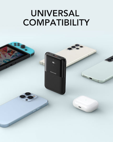Charmast S12B Power Bank 10000mAh 20W with USB-A Port and USB-C Port Power Delivery Black view 2