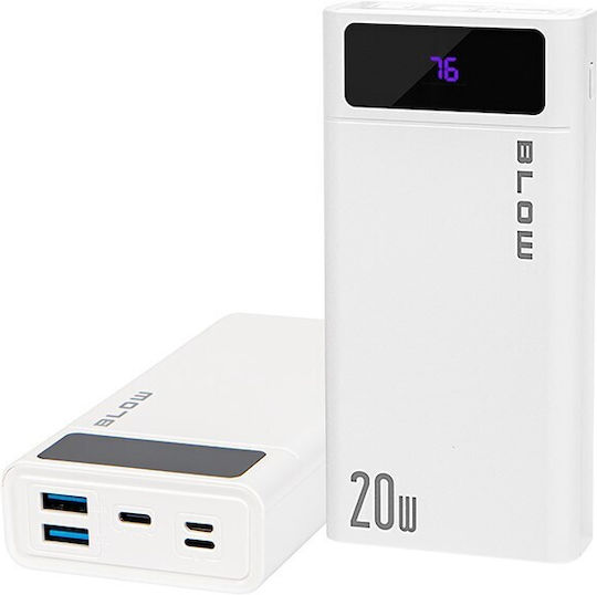 Blow PB20E Power Bank 20000mAh 20W with 2 USB-A Ports and USB-C Port White view 1