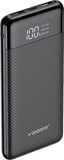 Veger L11 Power Bank 10000mAh with USB-A Port and USB-C Port Black