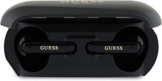 Guess Elongated Metallic Earbud Bluetooth Handsfree Earphones with Charging Case Black view 5