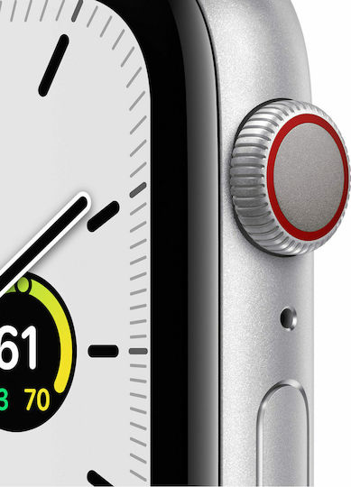 Apple Watch SE Cellular Aluminium 44mm Waterproof with eSIM and Heart Rate Monitor (Silver & Deep Navy Sport Loop) view 8