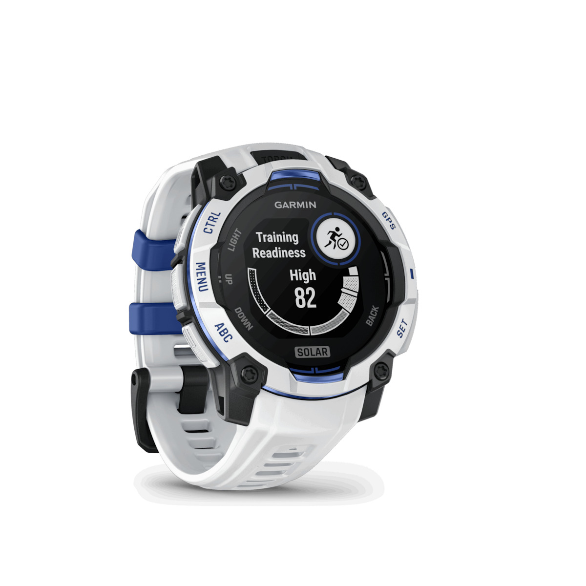 Garmin Instinct 3 Solar Aluminium 45mm Waterproof Smartwatch with Heart Rate Monitor (Whitestone and Blue Limited Edition) view 6