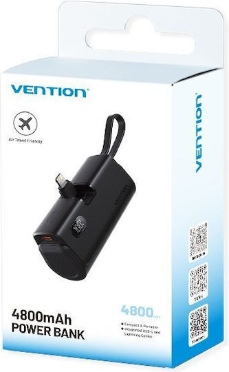 Vention FHRB0 Power Bank 4800mAh 22.5W with USB-C Port Black view 3