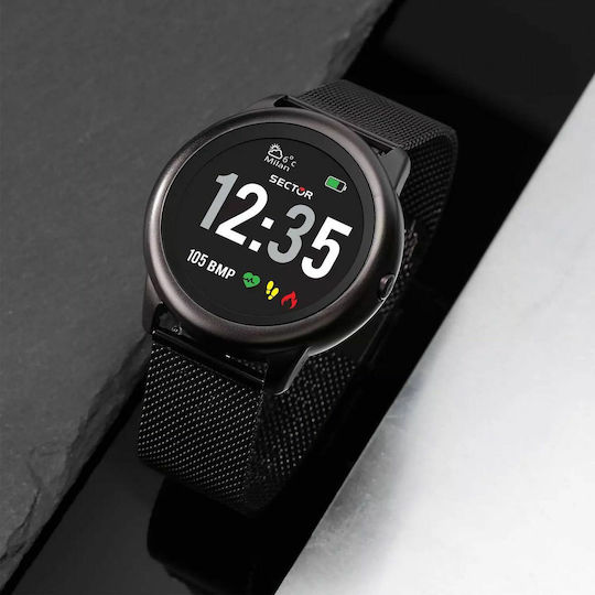 Sector S-01 46mm Smartwatch with Heart Rate Monitor (Black Metallic Bracelet) view 6