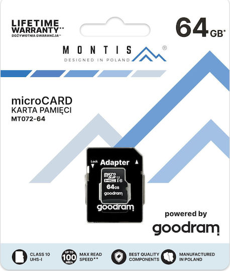 Montis Mt072 microSDXC 64GB Class 10 U1 UHS-I with Adapter view 3