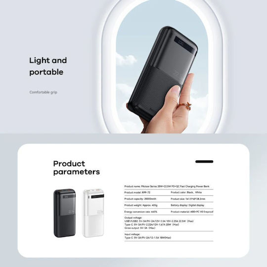 Remax RPP-72 Power Bank 10000mAh with 2 USB-A Ports White vista 5