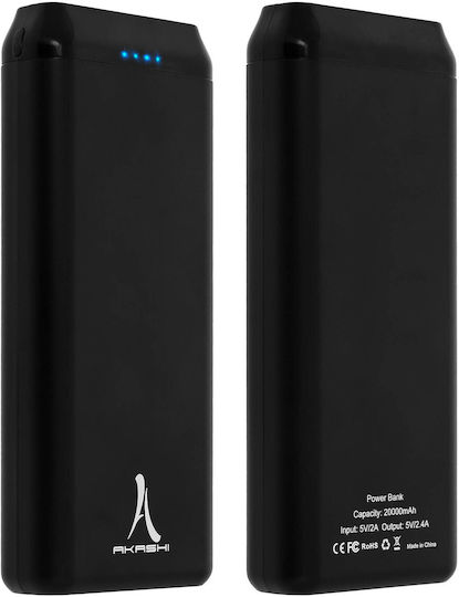 Akashi ALTPB20COMPBL Power Bank 20000mAh 18W with 2 USB-A Ports and USB-C Port Black