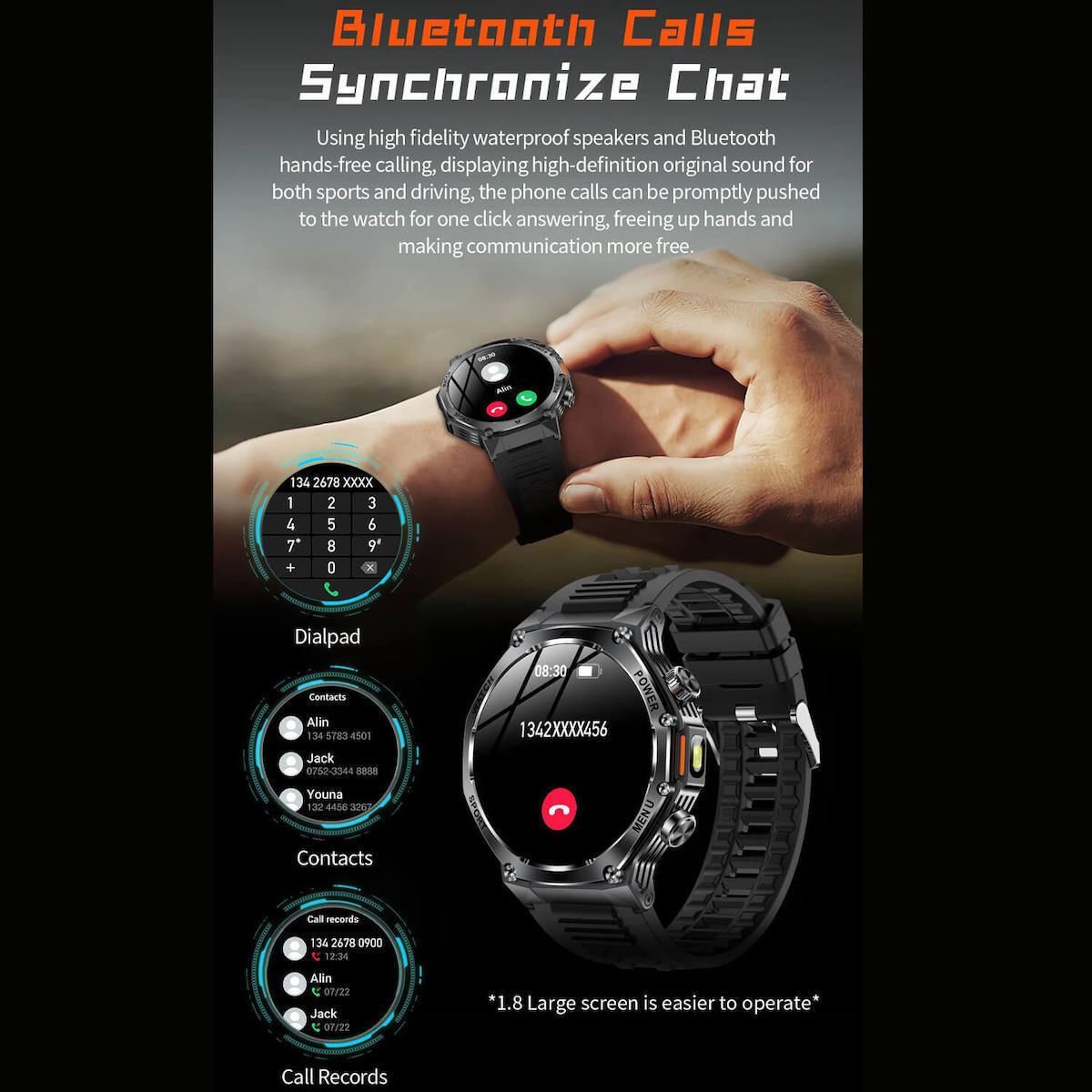 Microwear AK82 Smartwatch (Grey Silicone) vue 3