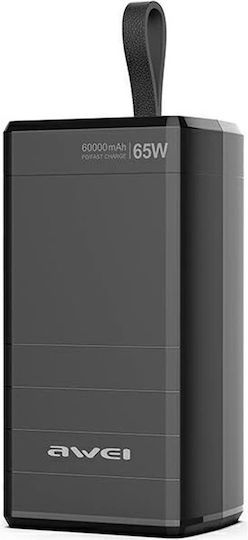 Awei P171K Power Bank 60000mAh 65W with USB-A Port and 2 USB-C Ports Black
