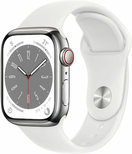 Apple Watch Series 8 Cellular Stainless Steel 41mm Waterproof with eSIM and Heart Rate Monitor (Graphite with Midnight Sport Band) view 1