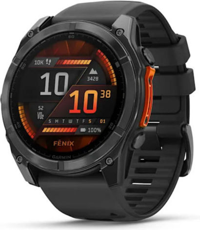 Garmin Fenix 8 Stainless Steel 51mm Waterproof Smartwatch with Heart Rate Monitor (Slate Grey With Black Silicone Band)