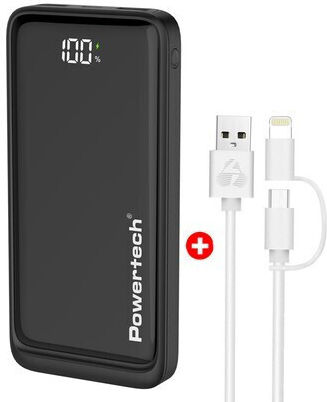 Powertech Power Bank 10000mAh 22.5W with 2 USB-A Ports and USB-C Port Quick Charge 2.0 / Quick Charge 3.0 Black view 2