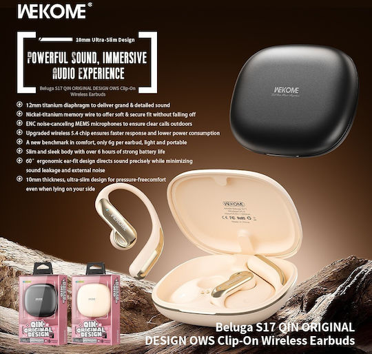 WK Beluga S17 Open Ear Bluetooth Handsfree Headphones with Charging Case Beige view 3