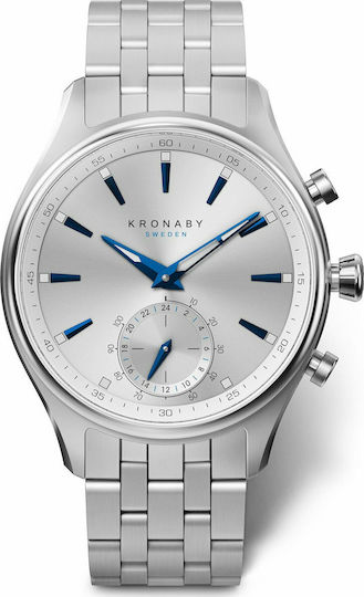 Kronaby Sekel Hybrid Stainless Steel 41mm Waterproof Smartwatch (Silver Bracelet) view 3