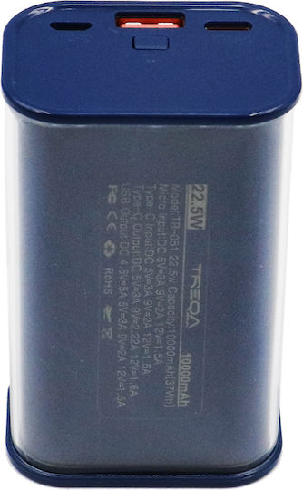 TR-051 Power Bank 10000mAh 22.5W with USB-A Port and USB-C Port Blue view 2